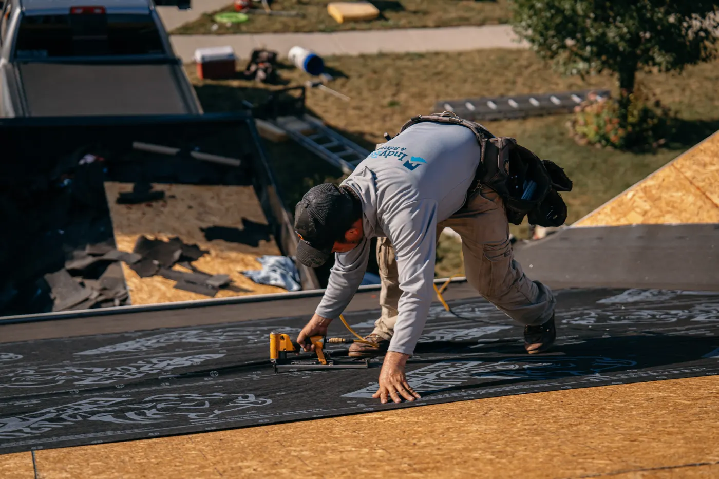 Tarping and dry-in on a Veedersburg commercial roof